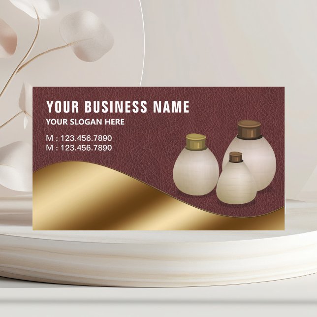 Leather Metallic Gold Aroma Oil Perfume Bottle Business Card (Creator Uploaded)