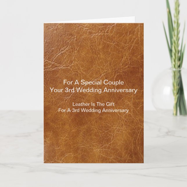 Leather Pattern 3rd Wedding Anniversary Card (Front)