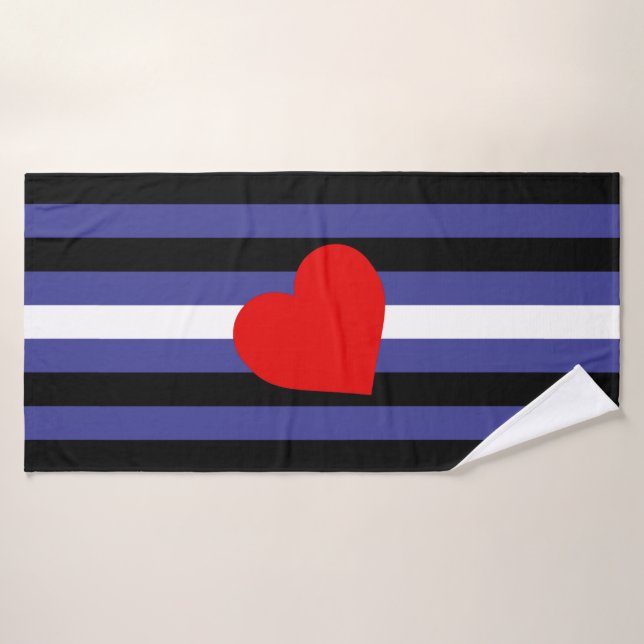 Leather Pride Flag and Heart Bath Towel (Bath Towel)