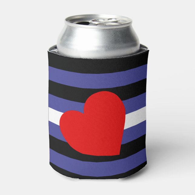 Leather Pride Flag and Heart Can Cooler (Can Front)
