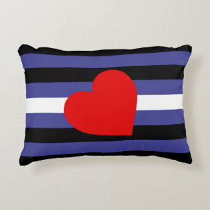 Leather Pride Flag and Heart Decorative Cushion