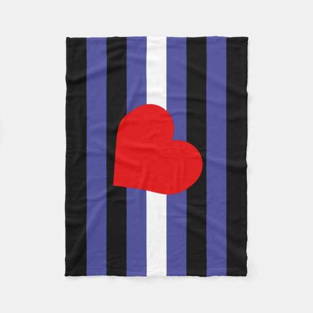 Leather Pride Flag and Heart Fleece Blanket (Front)