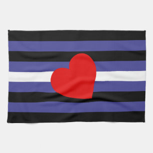 Leather Pride Flag and Heart Tea Towel
