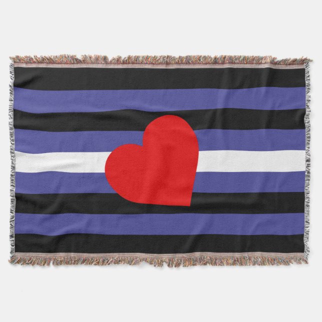 Leather Pride Flag and Heart Throw Blanket (Front)