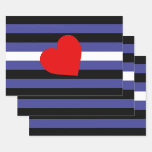 Leather Pride Flag and Heart Wrapping Paper Sheet