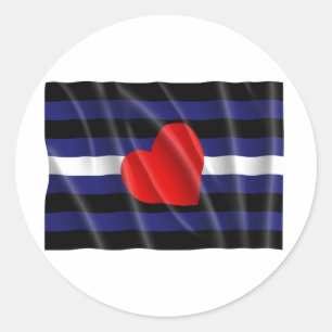 LEATHER PRIDE FLAG FLYING CLASSIC ROUND STICKER