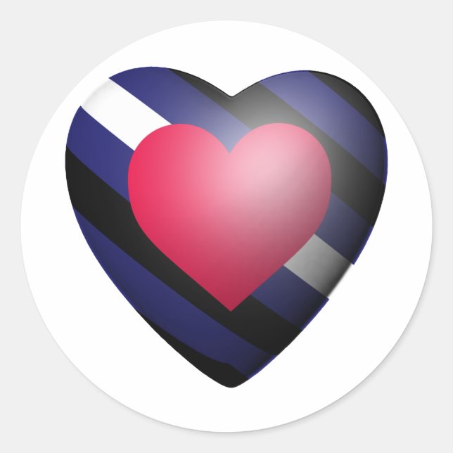 LEATHER PRIDE HEART CLASSIC ROUND STICKER (Front)
