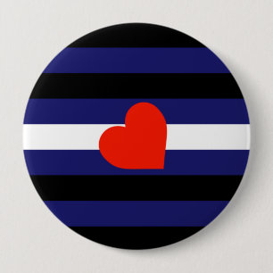 LEATHER PRIDE STRIPED HEART HORIZONTAL - 2014 PRID 10 CM ROUND BADGE