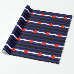 LEATHER PRIDE STRIPED HEART HORIZONTAL - 2014 PRID WRAPPING PAPER