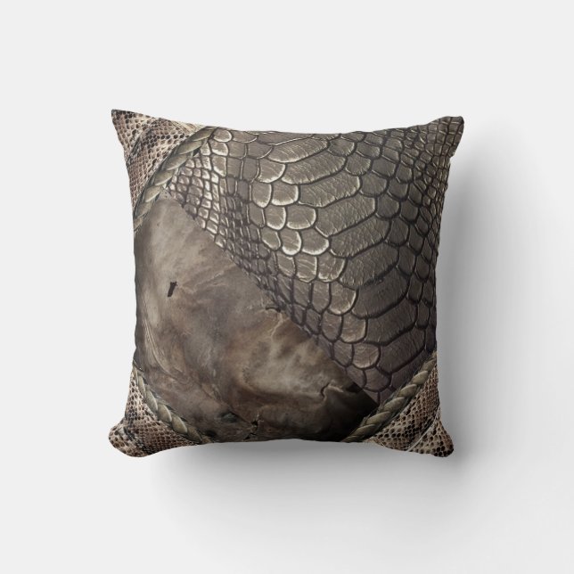 leather print , and snakeskin with alligator print cushion (Front)
