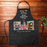 Leather Print Happy Birthday Grandpa 3 Photos Apron<br><div class="desc">Black Leather Print Happy Birthday Grandpa Grandchildren 3 Photo Collage Apron. Black leather print background. Make a special apron for the best grandpa ever. Add 3 photos to the template and customise the text with your names and age. Lovely keepsake birthday gift for grandfather.</div>