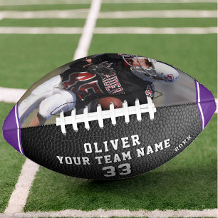 Leather Print Purple Player Name Number Team Photo Football