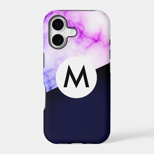 leather purple marble with monogram (Back)