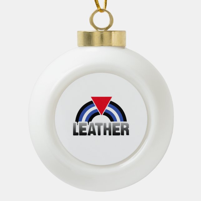 Leather Queer Pride Ceramic Ball Christmas Ornament (Front)