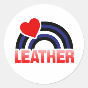LEATHER RAINBOW FLAG CLASSIC ROUND STICKER