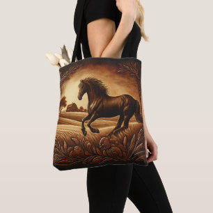 Leather Ranch Horse Tote Bag