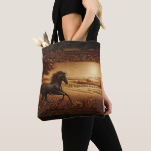 Leather Ranch Horse Tote Bag