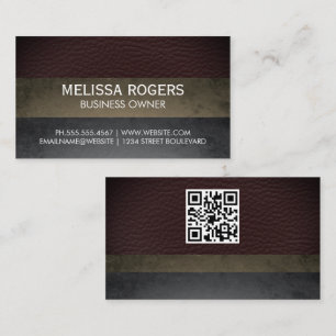 Leather Slate Colour Blocks QR Code Business Card