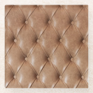 Leather Sofa: Textured Background Glass Coaster