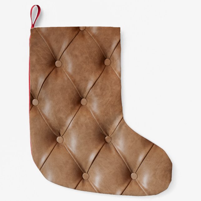 Leather Sofa: Textured Background Small Christmas Stocking (Front)