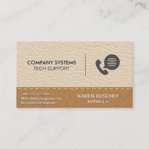 Leather   Stitched Brown Leather Background Business Card