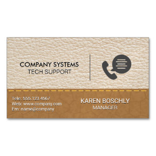 Leather   Stitched Brown Leather Background Magnetic Business Card