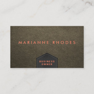 Leather Stitched Flap   Embossed Lettering  Business Card