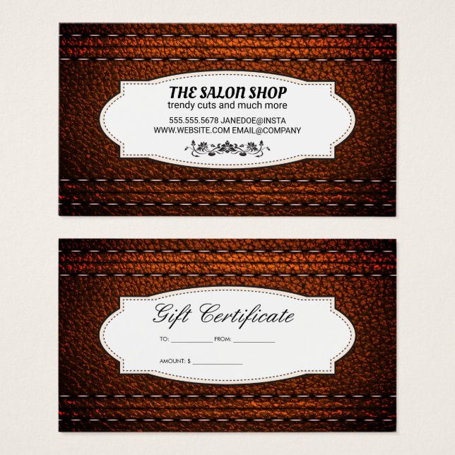 Leather Stitched | Gift Certificate (Front & Back)