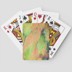 Leather style wrinkled and orange green worn paint playing cards