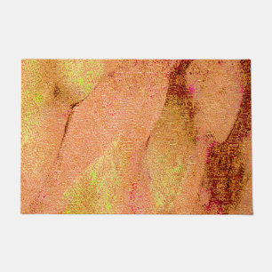 Leather style wrinkled with worn paint, salmon doormat