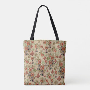 Leather & Suede Flower Art Tote Bag
