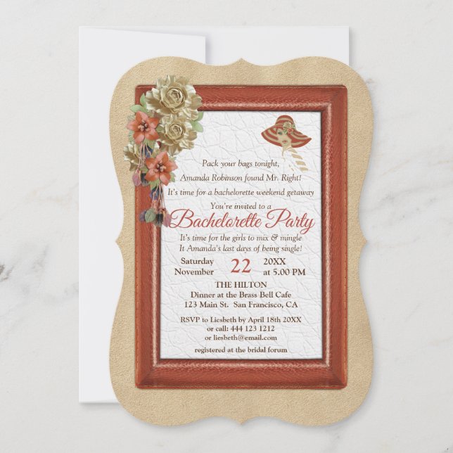 Leather & Suede Texture Art Bachelorette Party Invitation (Front)