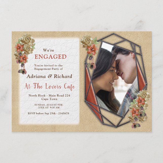 Leather & Suede Texture Art Engagement Card (Front)
