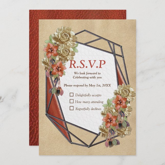 Leather & Suede Texture Art RSVP Invitation (Front/Back)