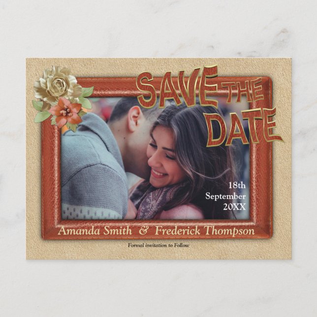 Leather & Suede Texture Art Save the Dates Announcement Postcard (Front)