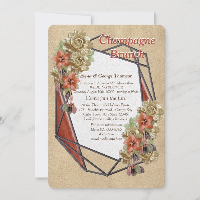 Leather & Suede Texture Art Wedding Shower Invitation (Front)