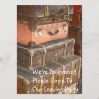 Leather Suitcases Emigrating Party Invitation