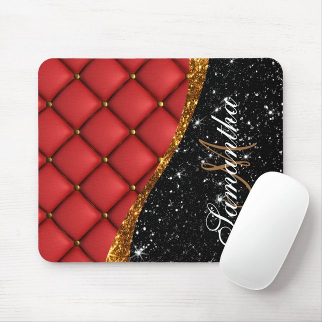 Leather Texture and Glitter Mouse Pad (With Mouse)