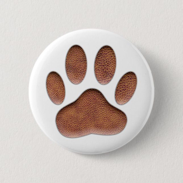 Leather Texture Dog Paw Print 6 Cm Round Badge (Front)
