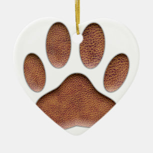 Leather Texture Dog Paw Print Ceramic Ornament