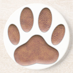 Leather Texture Dog Paw Print Coaster