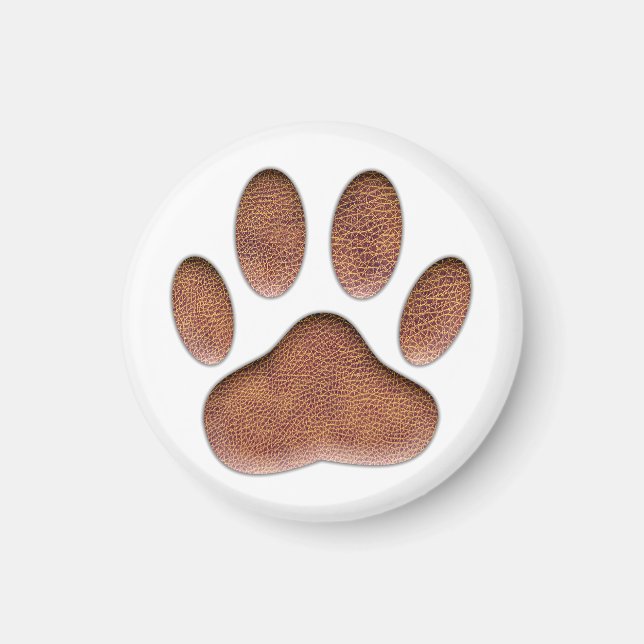 Leather Texture Dog Paw Print Magnet (Front)