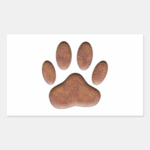 Leather Texture Dog Paw Print Rectangular Sticker