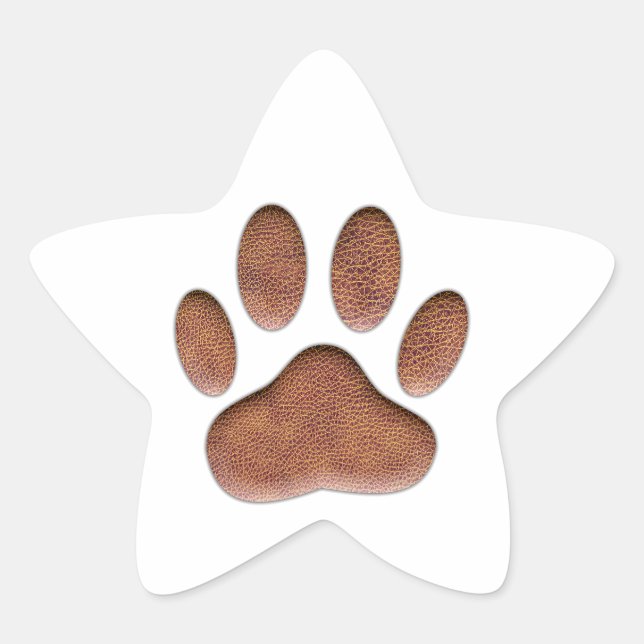 Leather Texture Dog Paw Print Star Sticker (Front)