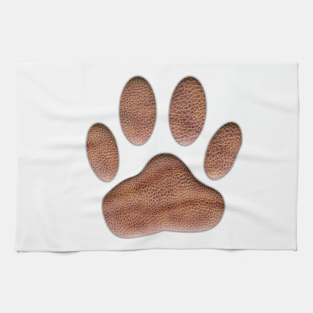 Leather Texture Dog Paw Print Tea Towel (Horizontal)