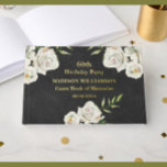 Leather Texture Floral Birthday Party Gold Foil  Guest Book<br><div class="desc">Cherish this special day with this elegant faux black leather texture background -- accented with white flowers -- and real gold foil script book of memories to celebrate this birthday celebration -- which can be for any year, as desired. A wonderful addition to mark the occasion as your guests leave...</div>