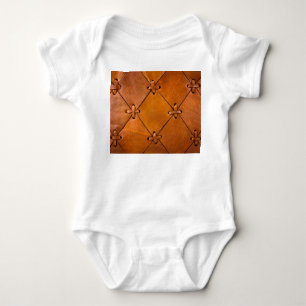 Leather texture, natural selvage detail. baby bodysuit