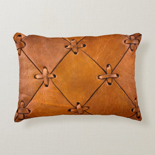Leather texture, natural selvage detail. decorative cushion (Front)
