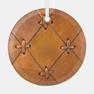 Leather texture, natural selvage detail. glass tree decoration