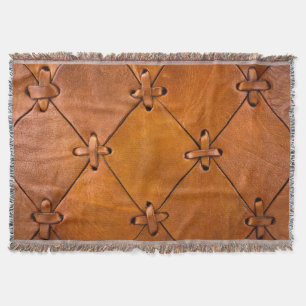 Leather texture, natural selvage detail. throw blanket
